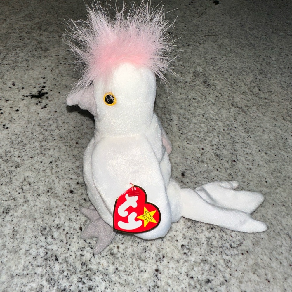 Ty “KuKu” Beanie Babies White and Pink Plush Bird